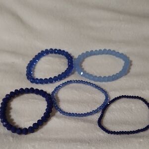 Set of Blue Beaded Bracelets